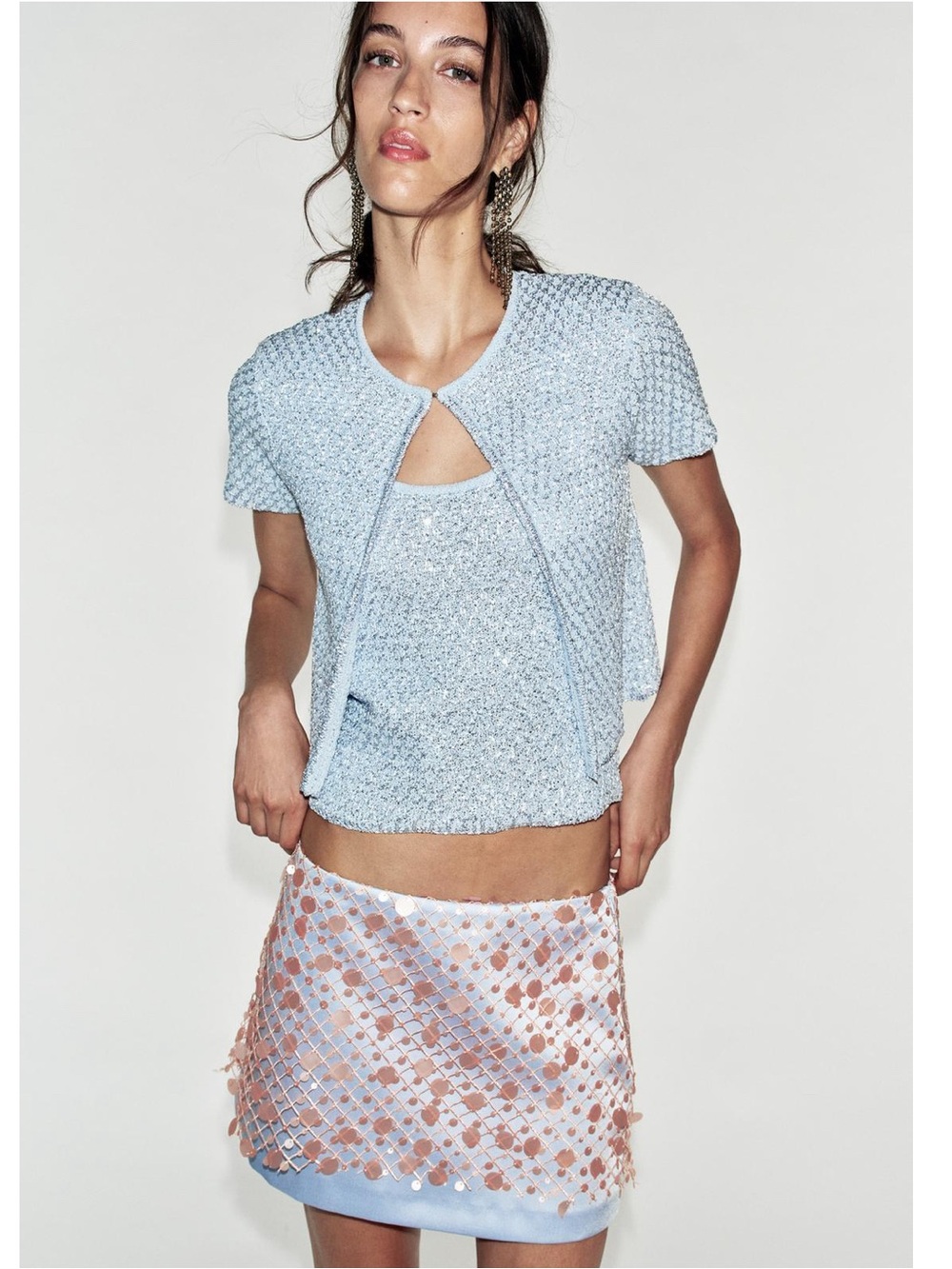ZARA SEQUIN MINI SKIRT - Picture 1 of 7